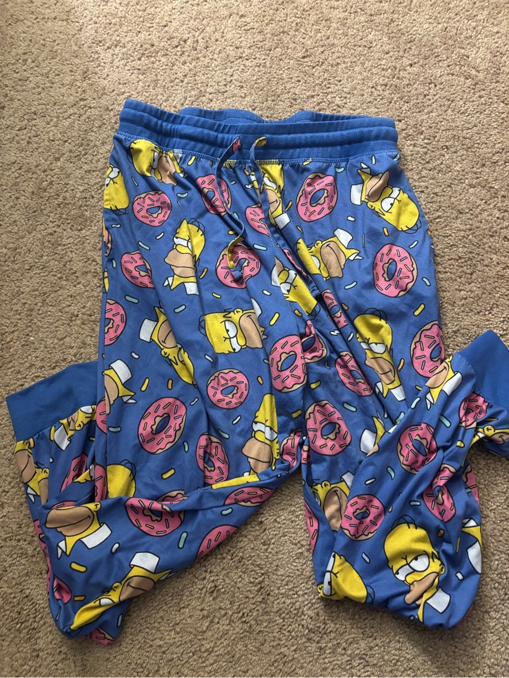 Blue Men’s Pajama Pants with Pink Donut & The Simpsons Print